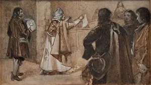 Victor Marie Hugo Prints: Lévêque de Drontheimhus apporte la preuve de l'innocence de Christian Ordener