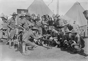 Learning Prints: Lewis machine gun crew, Camp Mills, 10 Jul 1917. Creator: Bain News Service