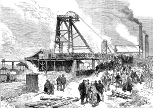 Deaths Prints: The Leycett Colliery Disaster, near Newcastle-Under-Lyne: the pit after the explosion