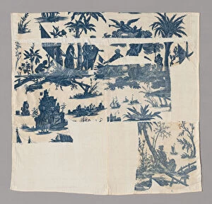 Native Americans Collection: L'Hommage de l'Amerique a la France (America's Tribute to France) (Furnishing Fabric), c. 1790