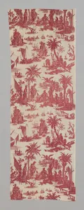 L'Hommage de l'Amerique a la France (America's Tribute to France) (Furnishing Fabric), c. 1780. Creators: Jean Baptiste Marie Huet, Christophe-Philippe Oberkampf, Oberkampf Manufactory