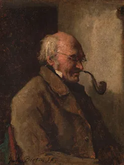 Breton Jules Prints: L'homme à la pipe, 1860. Creator: Jules Breton