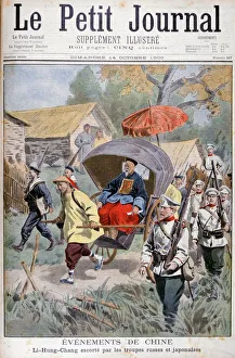 Li Hung-chang escorted by Russian and Japanese troops, China, 1900
