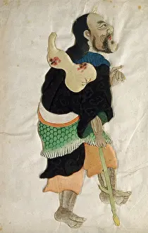 Collage Prints: Li T'ieh Kuai walking with the aid of a crutch