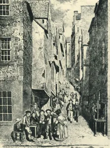 Steep Gallery: Libberton Wynd from the Cowgate, early 19th century, (1946). Creator: Walter Geikie