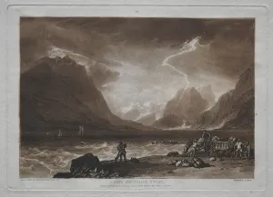 Etching And Mezzotint Prints: Liber Studiorum: Lake of Thun, Swiss