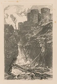 Liber Studiorum: Plate 29, Harlech Castle, N. Wales, 1838. Creator: John Sell Cotman (British