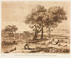 Claude Lorrain French Gallery: Liber Veritatis: No. 135, A Landscape, with Buildings, Mercury Stealing Admetuss Cattle