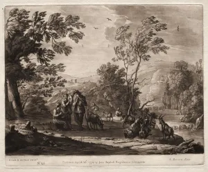 Richard Earlom Prints: Liber Veritatis: No. 25, A Mountainous and Wooded Landscape with Shepherds... 1774
