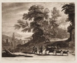 Richard Earlom Prints: Liber Veritatis: No. 34, Peasants with Cattle attacked by Bandits