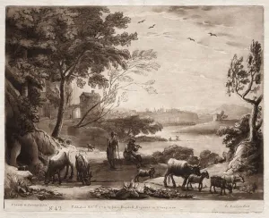 Richard Earlom Prints: Liber Veritatis: No. 42, A River Landscape with a Shepherd and Shepherdess... 1774