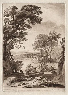 Richard Earlom Prints: Liber Veritatis: No. 47, A River Scene with the Finding of Moses