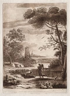 Liber Veritatis: No. 50, A River Scene with Tobias and the Angel, 1774. Creator: Richard Earlom