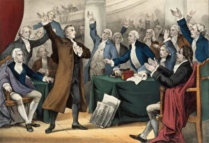Images Dated 28th April 2020: Give Me Liberty or Give Me Death!-Patrick Henry delivering his great speech on the Rights