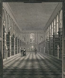 Grinling Gallery: Library, Trinity College, Cambridge, c1820. Artists: James Sargant Storer, Henry Sargant Storer