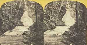 Albumen Print Stereo Collection: Lick Brook, near Ithaca, N.Y. Falls upper end of the Ravine, 1860 / 65. Creator: J. C