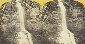 Albumen Print Stereo Collection: Lick Brook, near Ithaca, N.Y. Upper Falls, 160 feet high, 1860 / 65. Creator: J. C. Burritt