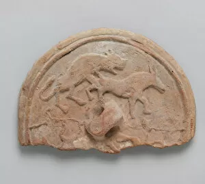 Cooking Pot Gallery: Lid with a Lion attacking a Bull, Iran, 12th century. Creator: Unknown