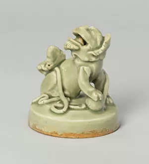 Yaozhou Ware Gallery: Lid with Lion-Dog, probably for Incense Burner, Northern Song dynasty, c. 12th century