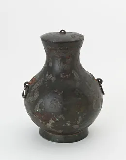 Ritual Vessel Prints: Lidded ritual container (hu) with painted decoration, Han dynasty, 206 BCE-220 CE