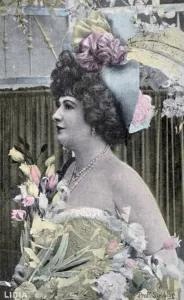 Curled Prints: Lidia, vintage French postcard, c1900