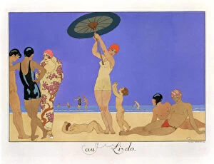 Barbier Gallery: At the Lido, 1920. Artist: Henri Reidel