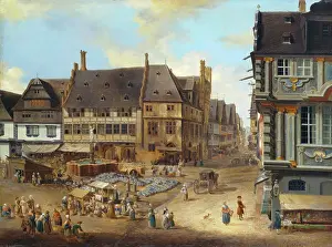 Fountain Prints: The Liebfrauenberg in Frankfurt, 18th century. Creator: Christian Georg Schutz