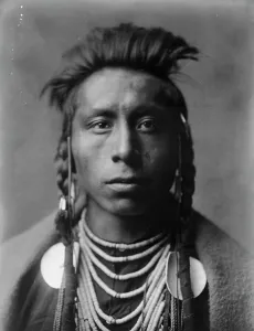 Lies Sideway, c1908. Creator: Edward Sheriff Curtis