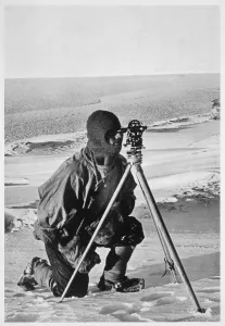 Ponting Prints: Lieutenant Evans surveying in the Antarctic, 1911-1912. Artist: Herbert Ponting