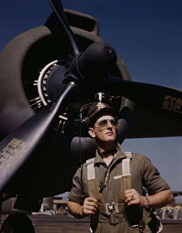 War Production Gallery: Lieutenant 'Mike'Hunter, Army pilot assigned to Douglas Aircraft Company, Long Beach, Calif. 1942