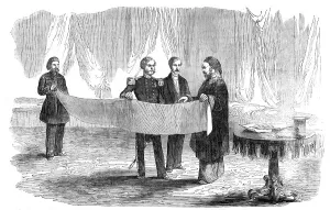 Audience Chamber Prints: Lieutenant Montagu O'Reilly explaining his Sketch of Sebastopol to the Sultan