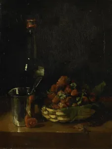 Strawberries Prints: Still life, 1871. Creator: Francois Bonvin