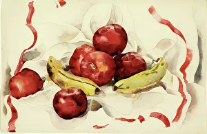 Modernism Prints: Still Life with Apples and Bananas, 1925. Creator: Charles Demuth