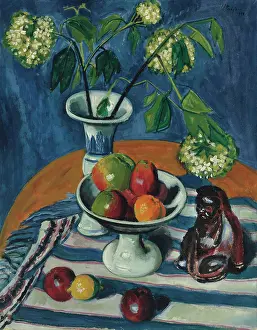 Pechstein Prints: Still life with apples and viburnum, 1923. Creator: Pechstein, Hermann Max (1881-1955)