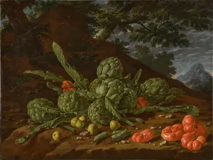 Luis Egidio 1716 1780 Prints: Still Life with Artichokes and Tomatoes in a Landscape