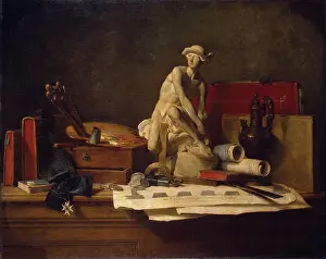 1760s Prints: Still Life with Attributes of the Arts, 1766. Creator: Jean-Simeon Chardin