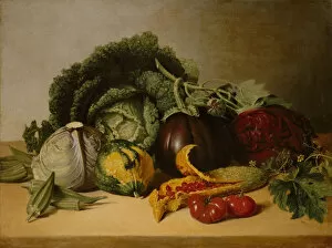 Aubergine Gallery: Still Life: Balsam Apple and Vegetables, ca. 1820s. Creator: James Peale