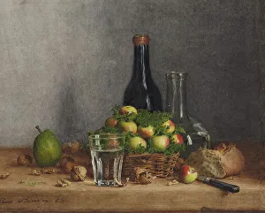 Pear Prints: Still Life with Basket of Apples, 1863. Creator: Leon Bonvin
