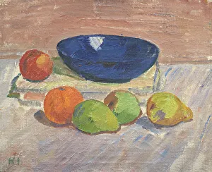 Oranges Prints: Still Life with Blue Bowl and Fruits, 1910-1911. Creator: Karl Isakson