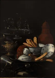 Dish Prints: Still Life with Blue and Porcelain and Toast