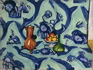 Henri Mile Benot Prints: Still Life with Blue Tablecloth, 1909. Creator: Henri Matisse