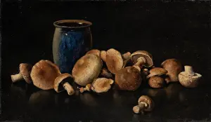 Harvest Prints: Still life with Blue Vase and Mushrooms, 1891. Creator: Otto Scholderer