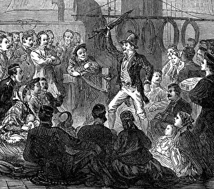 R And R Prints: Life on board a troop-ship: evening amusements, 1874. Creator: Unknown