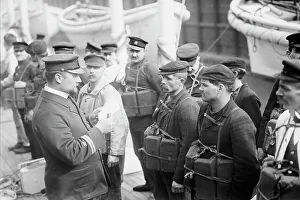Lifeboats Prints: Life boat drill KAISER WILHELM II, between c1910 and c1915. Creator: Bain News Service