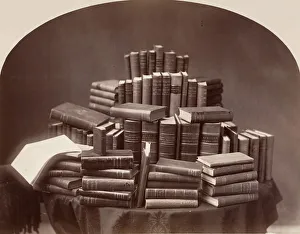 Latin Prints: Still Life with Books, 1870s-80s. Creator: Attributed to William Notman