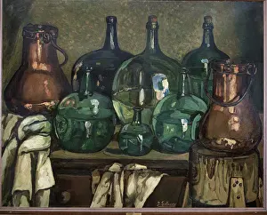 Still Life with Bottle, 1927. Creator: Jose Gutierrez Solana.<br> Still Life with Bottle, 1927. Creator: Jose Gutierrez Solana