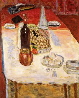 Still Life with Bottle of Red Wine, 1942. Creator: Bonnard, Pierre (1867-1947)