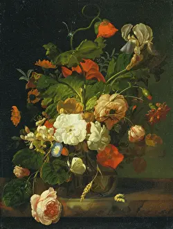 Cut Flower Prints: Still Life with Bouquet of Flowers, 1698. Creator: Rachel Ruysch