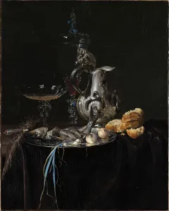 Aelst Willem Van Prints: Still Life. Breakfast Piece with a Silver Jug, 1657. Creator: Willem van Aelst