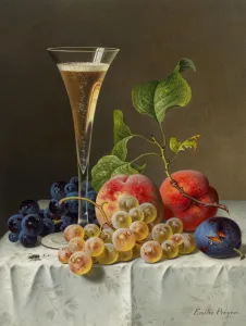 Still life with champagne glass. Creator: Preyer, Emilie (1849-1930)